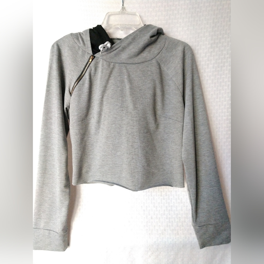Biu Biu CROP Sweatshirt Double Hoodie Size Junior's XL Chest 36"